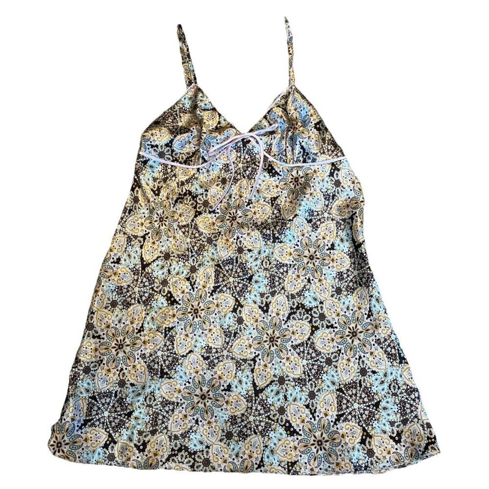 Vtg Adonna Slip Dress Lingerie Women's Large Multicolor Floral Silky Satin Fairy